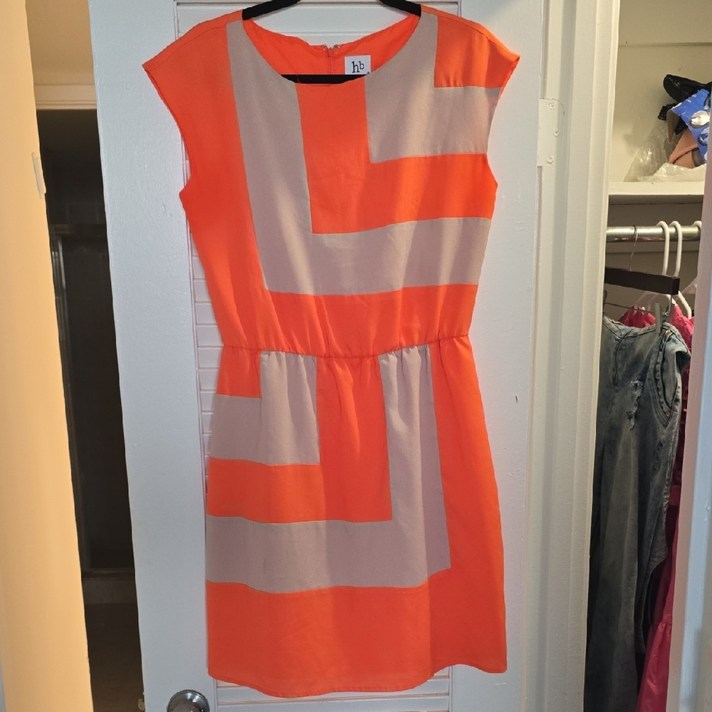 Harve Benard Orange and Beige Women's Dress In Size 8
